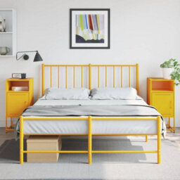 Berkfield Bedside Cabinets 2 Pcs Mustard Yellow 36X39X78 Cm Steel - thumbnail 1