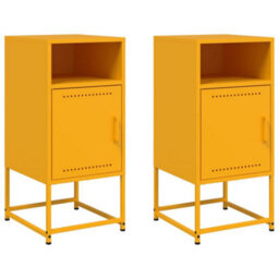 Berkfield Bedside Cabinets 2 Pcs Mustard Yellow 36X39X78 Cm Steel - thumbnail 2