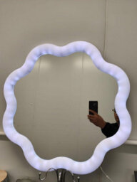 Biznest Led Wavy Vanity Wall Mount Makeup Mirror 24-Inch Rgb Multicolour Changing Remote Control Plastic Frame Flower Shape 61 Cm - thumbnail 7