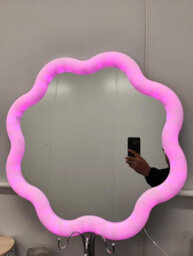 Biznest Led Wavy Vanity Wall Mount Makeup Mirror 24-Inch Rgb Multicolour Changing Remote Control Plastic Frame Flower Shape 61 Cm - thumbnail 6