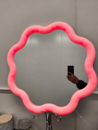 Biznest Led Wavy Vanity Wall Mount Makeup Mirror 24-Inch Rgb Multicolour Changing Remote Control Plastic Frame Flower Shape 61 Cm - thumbnail 5