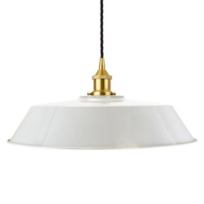 Pale Grey Large Chancery Painted Dome Pendant Light With Polished Brass Lamp Holder And Black Twisted Cable - Se Home - image 1