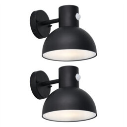 First Choice Lighting Set Of 2 Arkle - Black Motion Sensor Outdoor Wall Lights - thumbnail 1