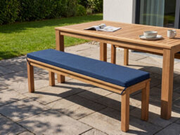 Beliani Garden Bench With Cushion Monsano 170 Cm Eucalyptus Wood Blue - thumbnail 2