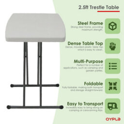 Oypla 2.5Ft 76Cm Folding Heavy Duty Outdoor Trestle Party Garden Table - thumbnail 8