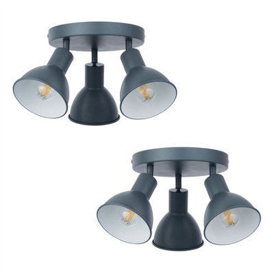 First Choice Lighting Set Of 2 Hawkins - Charcoal 3 Way Adjustable Round Ceiling Spotlights - image 1