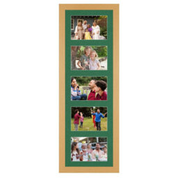 AK Frames 26X8 Country Pine Modern Multi Photo Frame With Emerald Mount - Holds 5 Apertures (5X) 6X4 Photos