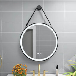 Living And Home Round Metal Led Mirror With Hanging Strap Dia 600mm - thumbnail 1