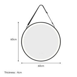 Living And Home Round Metal Led Mirror With Hanging Strap Dia 600mm - thumbnail 5