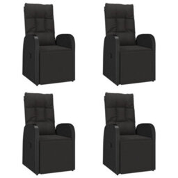 Berkfield 5 Piece Garden Dining Set Black Poly Rattan&solid Wood Acacia - thumbnail 4