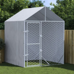 Walplus Outdoor Dog Kennel With Roof Silver 2X2X2.5 M Galvanised Steel