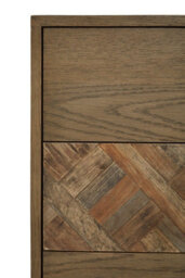 Orsina  Oak And Elm 5 Drawer Wood Chest,geometric Cabinet,natural Toned Dresser,storage Unit With Brass Finish Feet - thumbnail 6