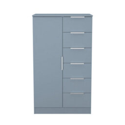Dover 1 Door 5 Drawer Childrens Wardrobe (Ready Assembled) In Denim Blue - thumbnail 2