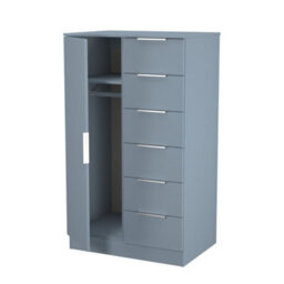 Dover 1 Door 5 Drawer Childrens Wardrobe (Ready Assembled) In Denim Blue - thumbnail 6