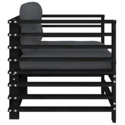Berkfield Garden Chairs With Cushions 2 Pcs Black Solid Wood Pine - thumbnail 5