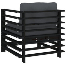 Berkfield Garden Chairs With Cushions 2 Pcs Black Solid Wood Pine - thumbnail 6