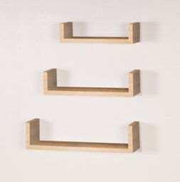 "Core Products Hudson Set Of 3 Floating ""u"" Shape Wall Shelf Kit - Oak" - thumbnail 1