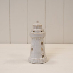 Glazed Ceramic Lighthouse Ornament With Textured Detail 15Cm - thumbnail 1
