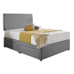 Dining Tables Classic Premium Crushed Velvet Fabric Divan Bed Set With 2 Drawers On Same Side - Double  - Shark Grey - thumbnail 1