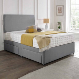 Dining Tables Classic Premium Crushed Velvet Fabric Divan Bed Set With 2 Drawers On Same Side - Double  - Shark Grey - thumbnail 4