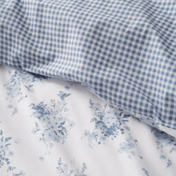 Catherine Lansfield Lucie Floral Frill Reversible Duvet Cover Set With Pillowcase White Blue - thumbnail 4