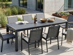 Beliani Extending Garden Dining Table Ardesio 160/220 Cm 90 Cm Metal Dark Grey - thumbnail 2