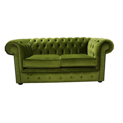 Chesterfield 2 Seater Malta Grass Green Velvet Sofa In Classic Style - image 1