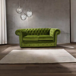 Chesterfield 2 Seater Malta Grass Green Velvet Sofa In Classic Style - thumbnail 4