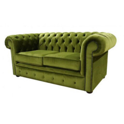Chesterfield 2 Seater Malta Grass Green Velvet Sofa In Classic Style - thumbnail 3