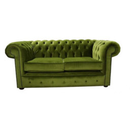 Chesterfield 2 Seater Malta Grass Green Velvet Sofa In Classic Style
