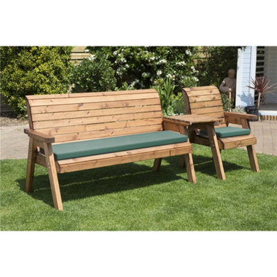 Marlborough Wooden 4 Seat Straight Companion Set With 1 X Winchester Cushion Green & 1 X Chair Cushion Green - image 1