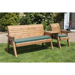 Marlborough Wooden 4 Seat Straight Companion Set With 1 X Winchester Cushion Green & 1 X Chair Cushion Green - thumbnail 1