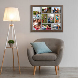 AK Frames 20X16 Walnut Sleek Multi Photo Frame With Mid Grey Mount - Holds 9 Apertures (2X) 7X5, (7X) 6X4 Photos - thumbnail 3