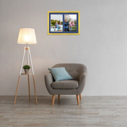 AK Frames 20X14 Gold Modern Multi Photo Frame With Blue Mount - Holds 2 Apertures (2X) A4 Photos - thumbnail 3