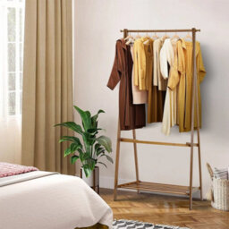 Folding Wooden Garment Rack Clothes Coat Rail Stand Shoe Storage - thumbnail 5