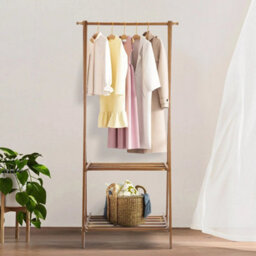 Folding Wooden Garment Rack Clothes Coat Rail Stand Shoe Storage - thumbnail 6