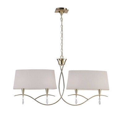 Luminosa Lighting Luminosa Mara Linear Pendant 2 Arm 4 Light E14, French Gold Ivory White Shades - image 1