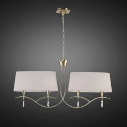 Luminosa Lighting Luminosa Mara Linear Pendant 2 Arm 4 Light E14, French Gold Ivory White Shades - thumbnail 2