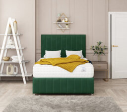 "Bed Choices Moscow Bed Set No Drawer With Mattress & 26"" Headboard -Small Double (Green)" - thumbnail 2
