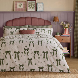 furn. Furn Belle Stripe Reversible Duvet Cover Set, Evergreen, Double - thumbnail 1