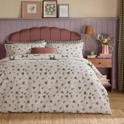 furn. Furn Belle Stripe Reversible Duvet Cover Set, Evergreen, Double - thumbnail 2