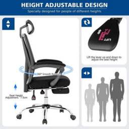 Executive Office Chair High Back Reclining Chair Retractable Footrest - thumbnail 6