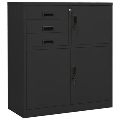 Walplus Office Cabinet Anthracite 90X40X102 Cm Steel - image 1