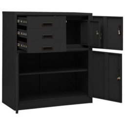 Walplus Office Cabinet Anthracite 90X40X102 Cm Steel - thumbnail 6