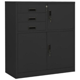 Walplus Office Cabinet Anthracite 90X40X102 Cm Steel