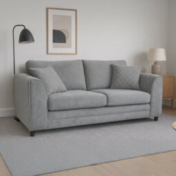 Furnishings For Less UK Quilted Soft Chenille Fabric Fabric Sofaset 3 And 2 Seater Sofa  Grey - Scatter Back - thumbnail 5