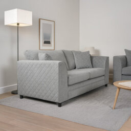 Furnishings For Less UK Quilted Soft Chenille Fabric Fabric Sofaset 3 And 2 Seater Sofa  Grey - Scatter Back - thumbnail 6