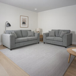 Furnishings For Less UK Quilted Soft Chenille Fabric Fabric Sofaset 3 And 2 Seater Sofa  Grey - Scatter Back - thumbnail 1