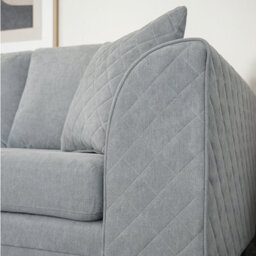 Furnishings For Less UK Quilted Soft Chenille Fabric Fabric Sofaset 3 And 2 Seater Sofa  Grey - Scatter Back - thumbnail 3