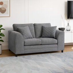 Furnishings For Less UK Quilted Soft Chenille Fabric Fabric Sofaset 3 And 2 Seater Sofa  Grey - Scatter Back - thumbnail 2